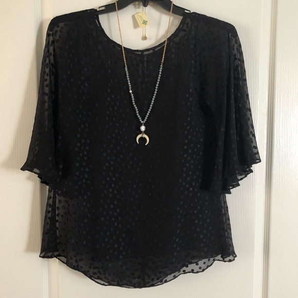 💙 Black Rachel Zoe polka dot swing top 💙 Sz S - Picture 2 of 8